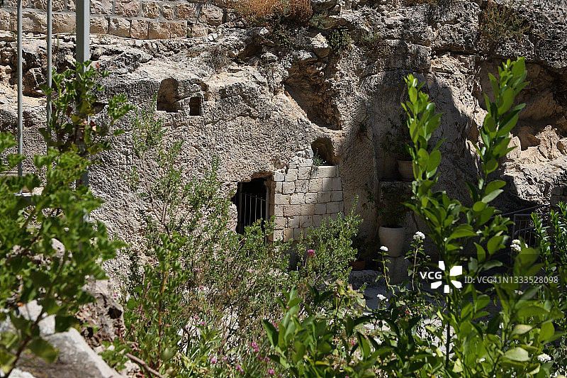 花园冢：据基督教徒认为耶稣基督埋葬于此的古犹太墓穴图片素材
