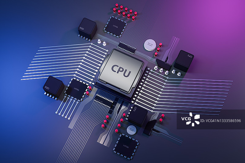 电脑内部的电子半导体元件图片素材