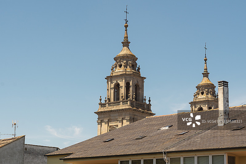 卢戈大教堂圣玛丽大教堂的高处部分，加利西亚（西班牙）图片素材