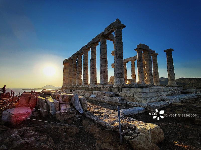 日落时分波塞冬神庙遗址图片素材