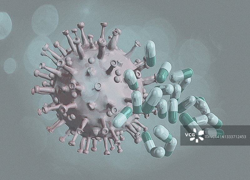 新型冠状病毒颗粒和胶囊图图片素材