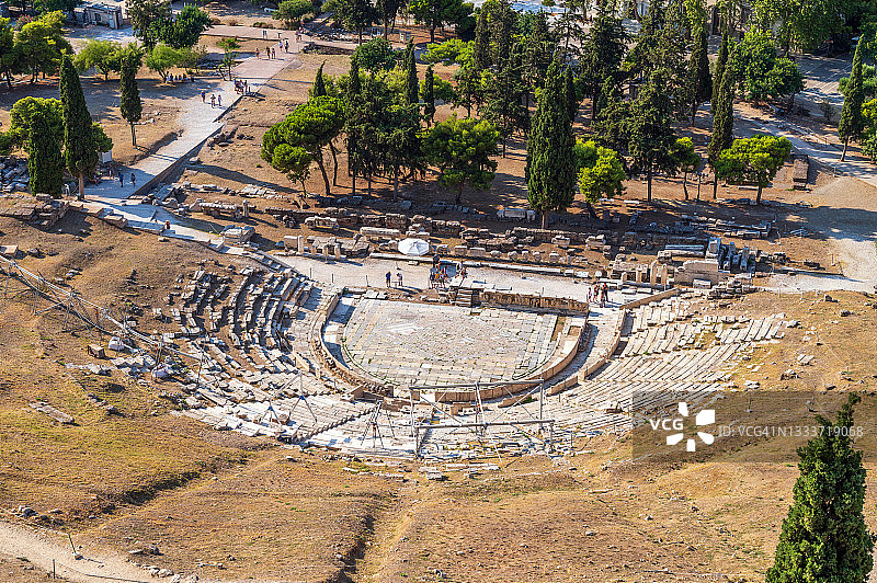 希腊雅典卫城山脚下的狄俄尼索斯古剧场图片素材