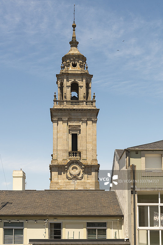 卢戈大教堂圣玛丽大教堂的高处部分，加利西亚（西班牙）图片素材