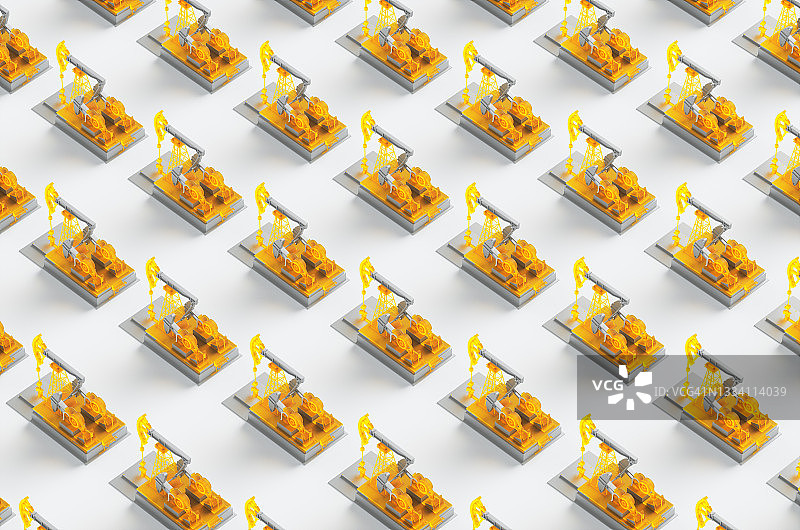 白色背景上的波普艺术黄色油泵CGI概念插画图片素材