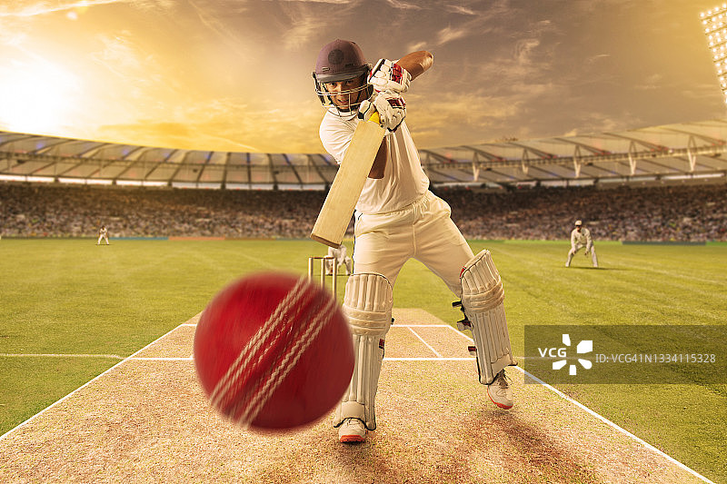 板球比赛中击球的击球手图片素材