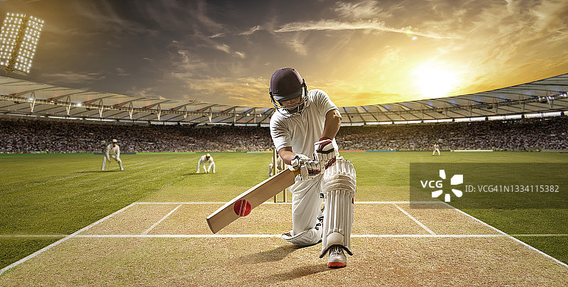 板球比赛中击球的击球手图片素材