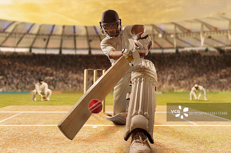 板球比赛中击球的击球手图片素材