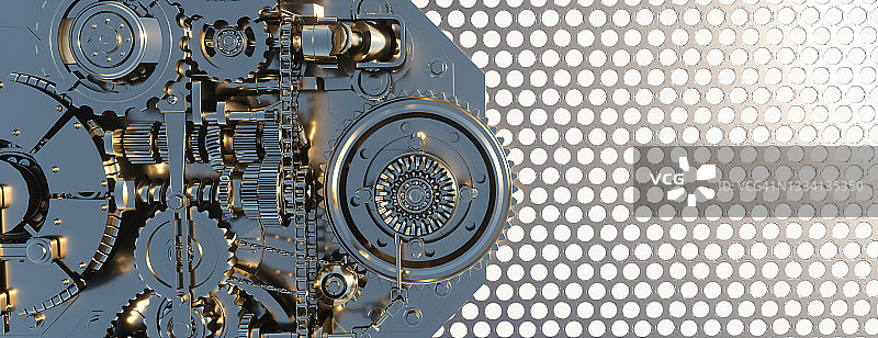 协同工作的齿轮概念3D渲染图片素材