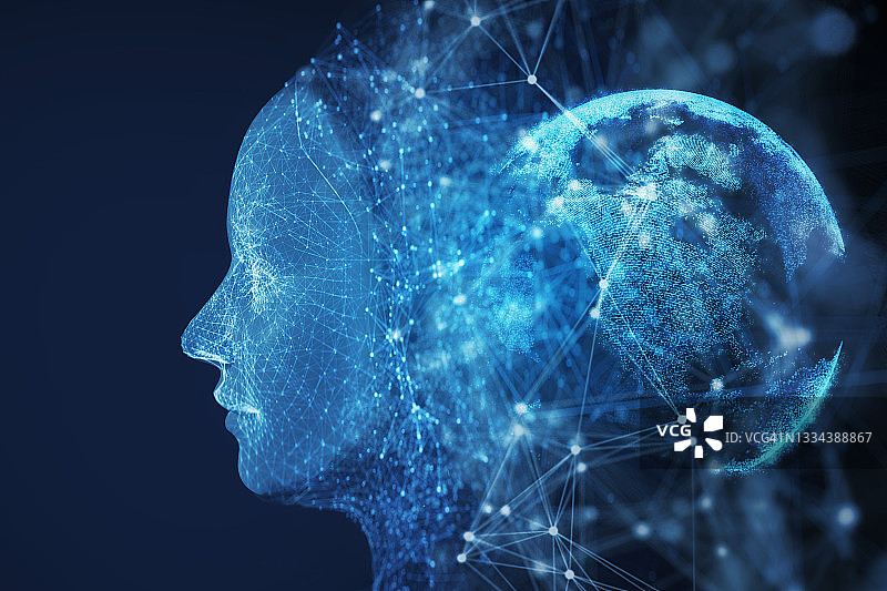 人工智能机器人与全球网络图片素材