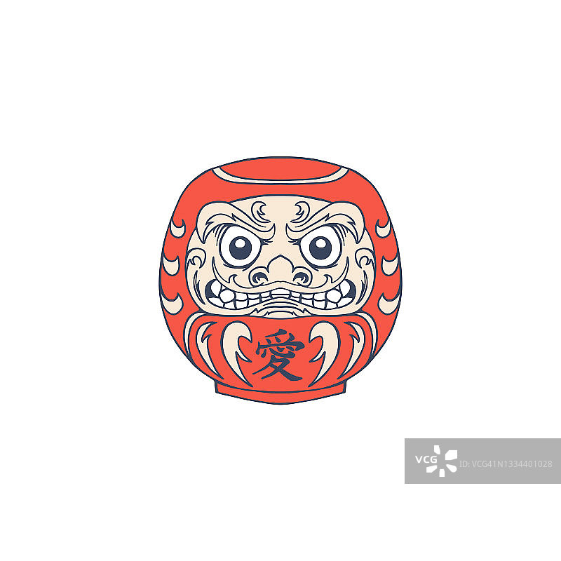 日本幸运符卡片：达摩不倒翁库存插图图片素材