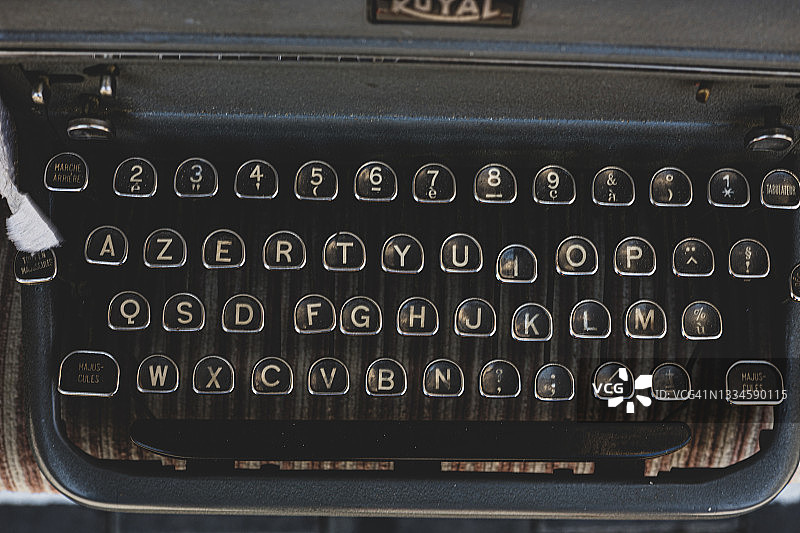 老式打字机特写图片素材