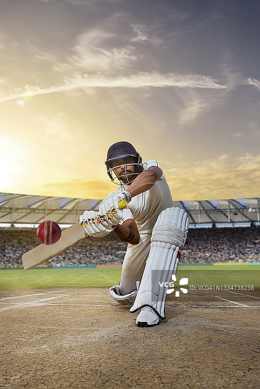 板球比赛中击球的击球手图片素材