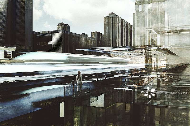 未来感城市快速列车图片素材