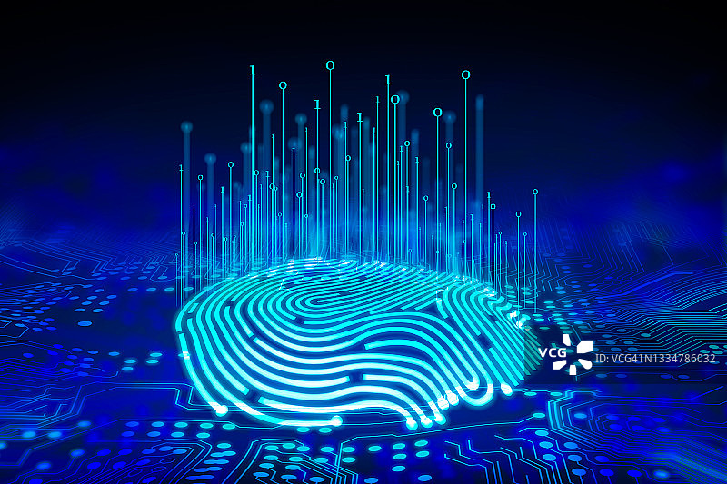 3D技术图解：指纹扫描仪集成到印刷电路中，释放二进制代码图片素材