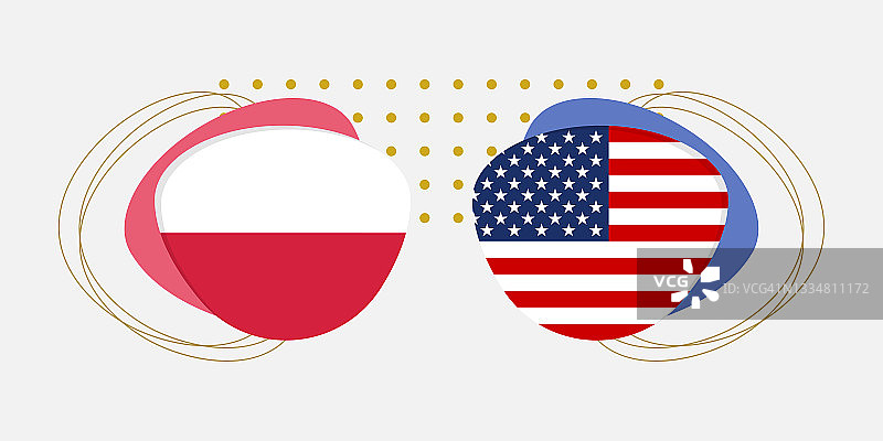 波兰和美国国旗抽象背景矢量图图片素材