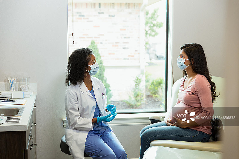 孕妇和妇产科医生戴着防护口罩（COVID-19）图片素材