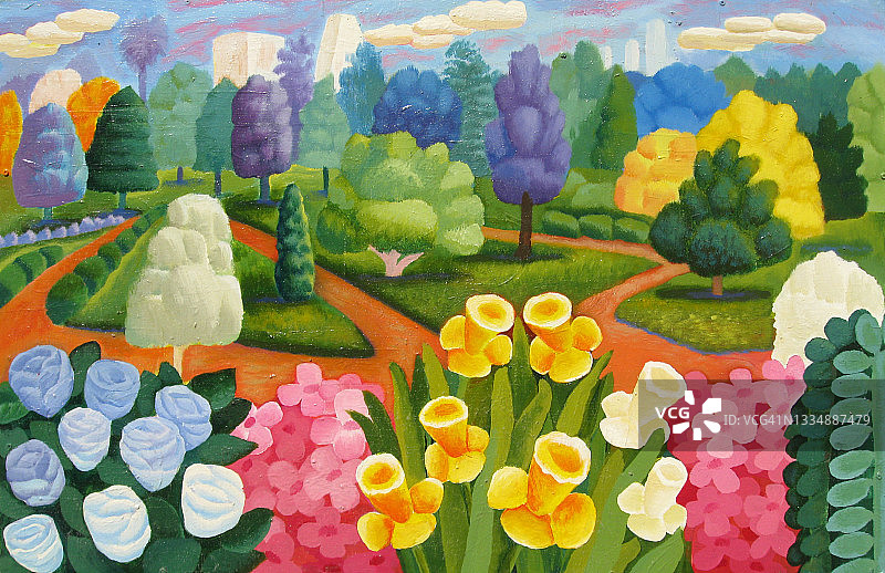 绿地公园中清新的开花植物景观图片素材