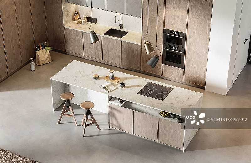 3D厨房室内设计效果图图片素材