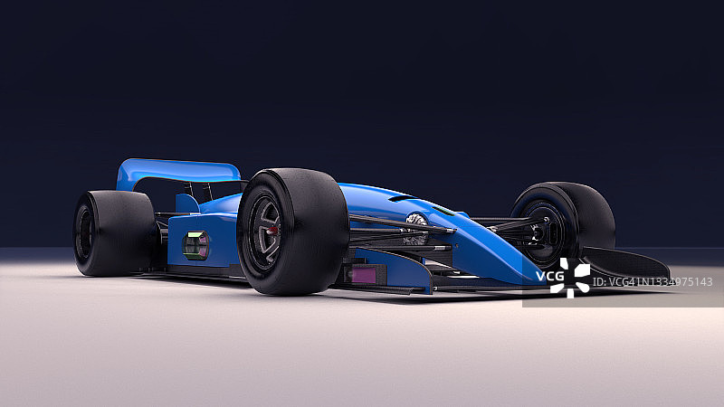 现代自动驾驶电动赛车3/4前视图：配备摄像头和扫描技术图片素材