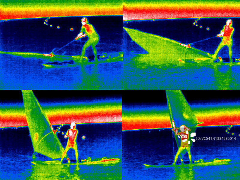 海上帆板运动者的热成像图片素材