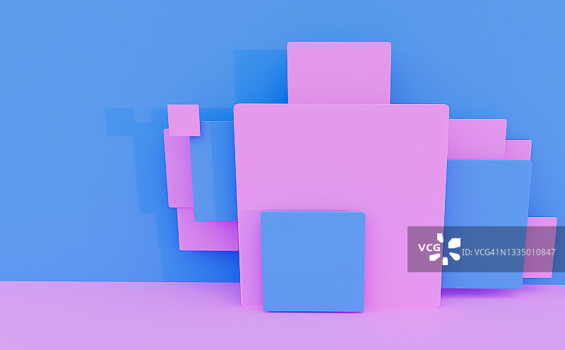 用于产品展示的几何3D抽象背景，粉蓝色未来设计图片素材