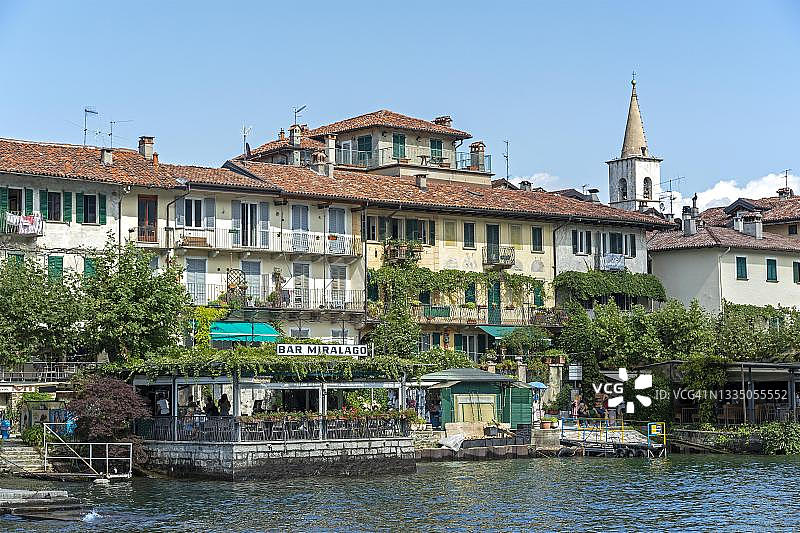 意大利皮埃蒙特马焦雷湖渔夫岛餐厅图片素材