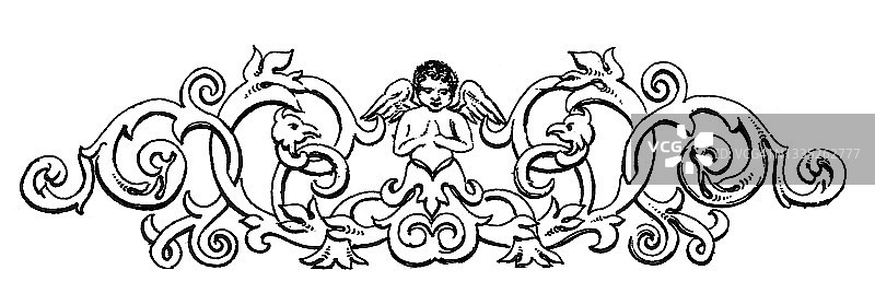 旧雕刻插图装饰装饰框架图片素材