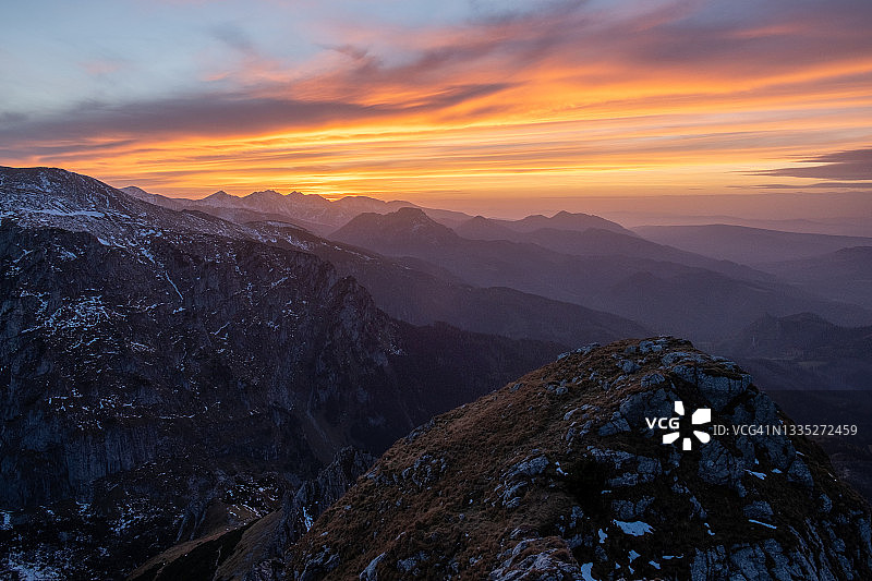 吉翁特塔特拉山的日落图片素材