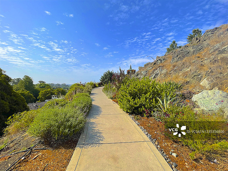 麦当娜酒店的多年生植物小路，圣路易斯奥比斯波图片素材