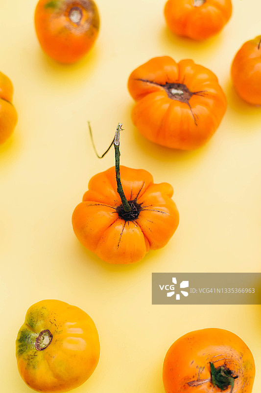浅色背景上的黄色农场番茄图片素材