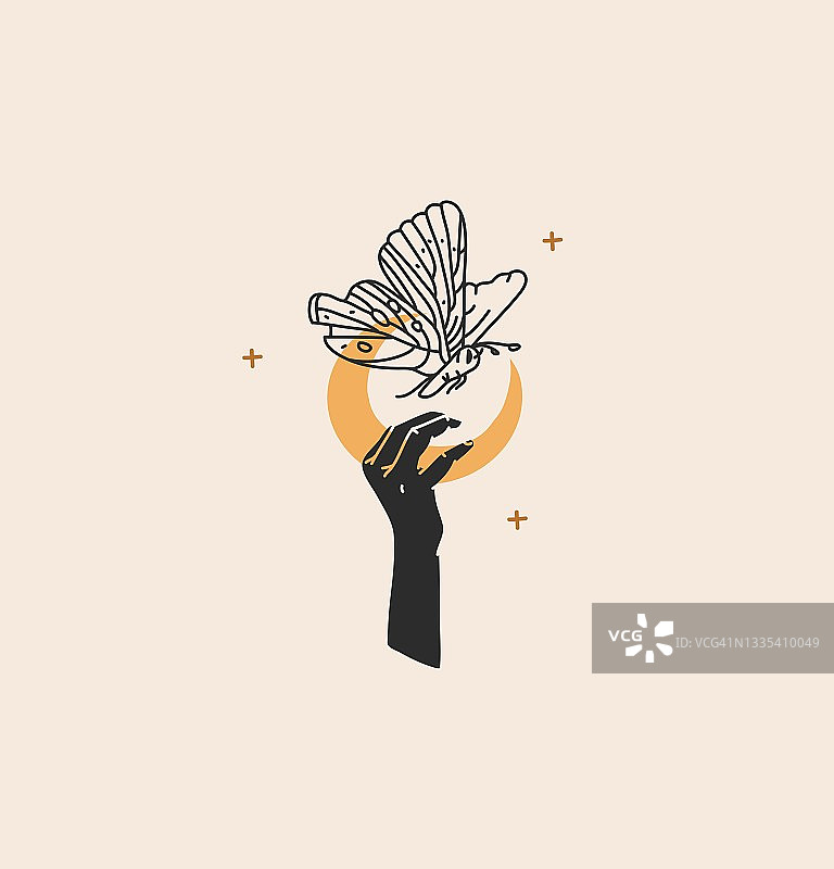 蝴蝶新月女性手势魔法品牌Logo图片素材