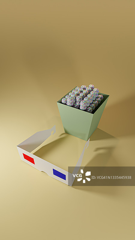 爆米花和3D电影眼镜图片素材
