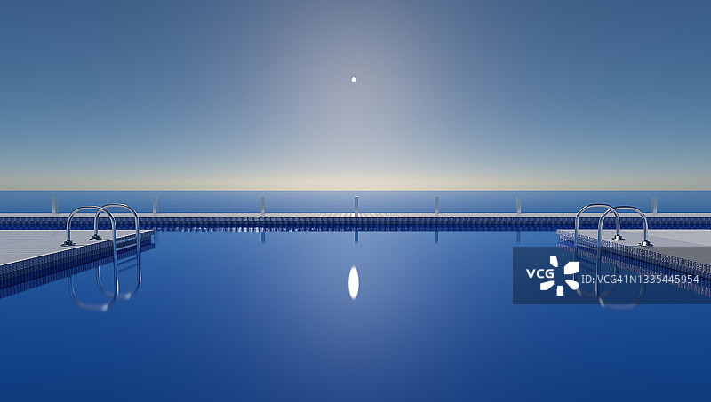 游泳池3D渲染图图片素材