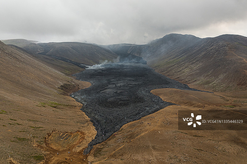 冰岛雷克雅内斯半岛火山熔岩区航拍图片素材