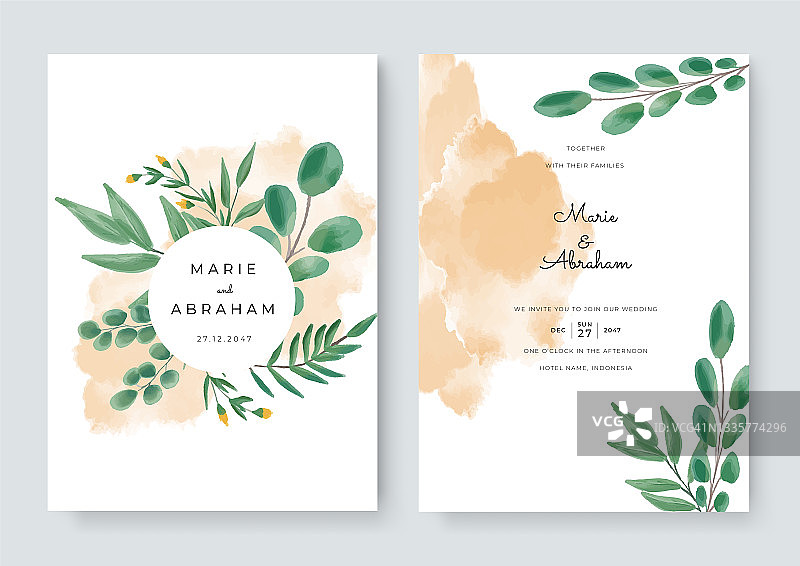 花卉水彩卡片套装图片素材