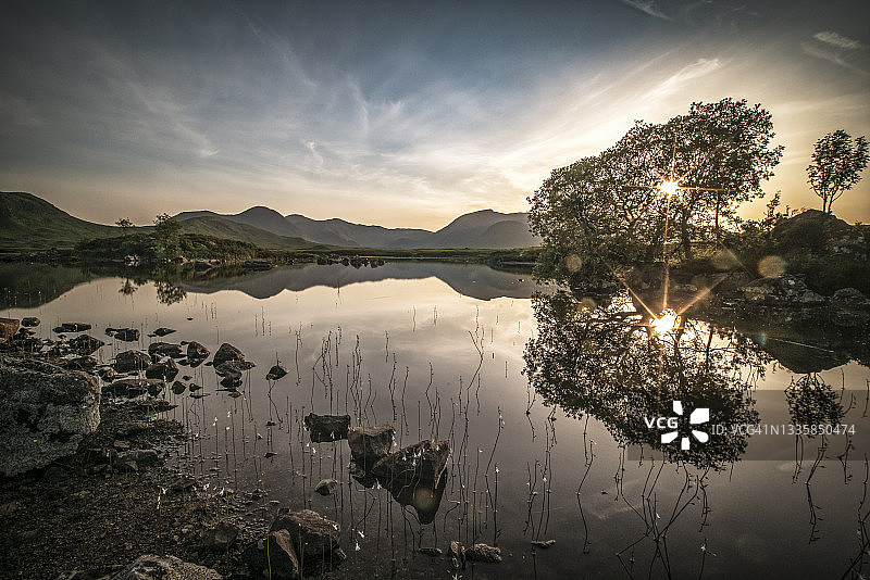 苏格兰高地的阿赫莱斯小湖图片素材