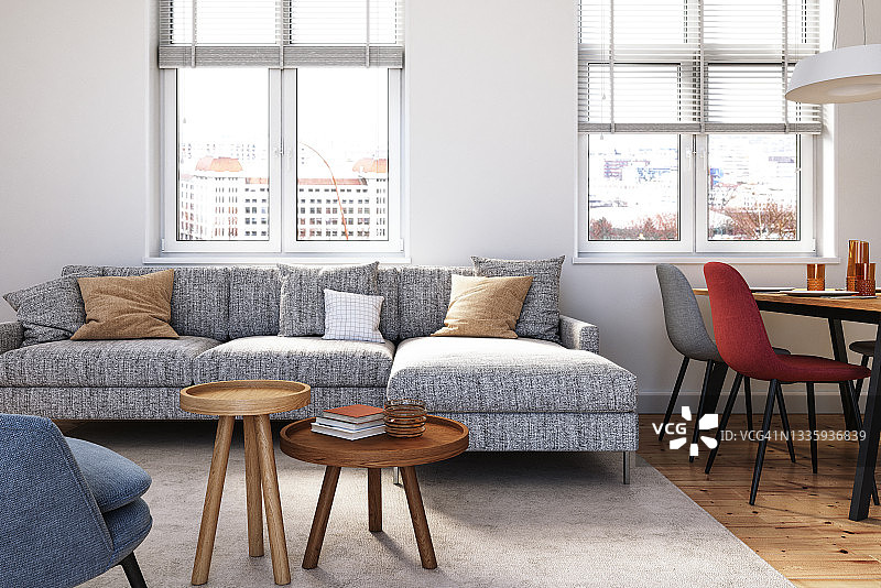 现代客厅内饰 - 3D渲染图片素材