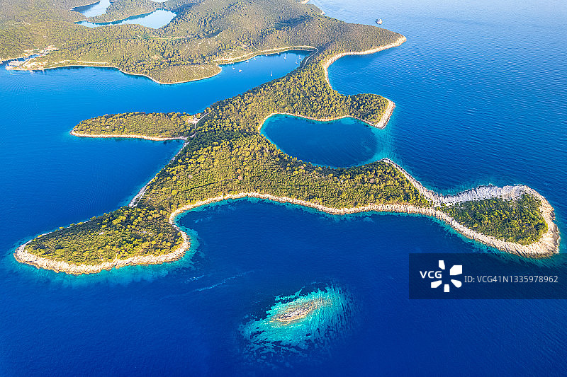克罗地亚姆列特岛鸟瞰图图片素材