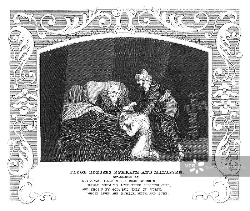 雅各祝福以法莲和玛拿西图片素材