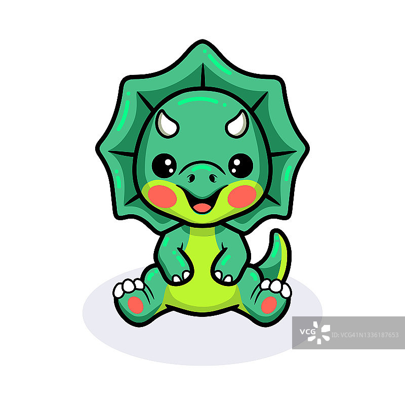 可爱的卡通小三角龙坐着图片素材