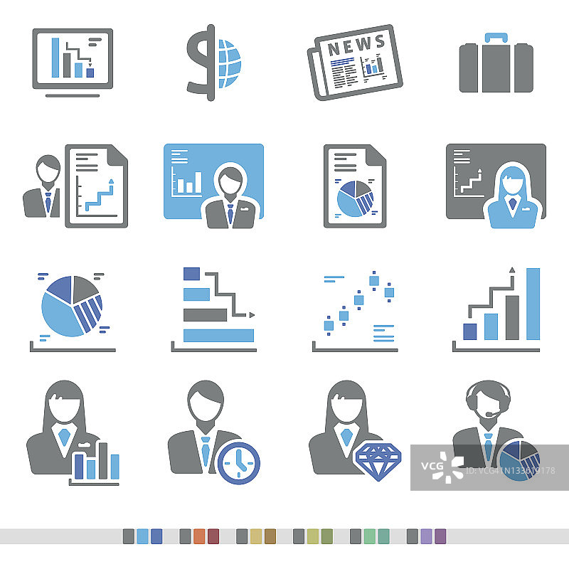 金融与股市彩色图标图片素材