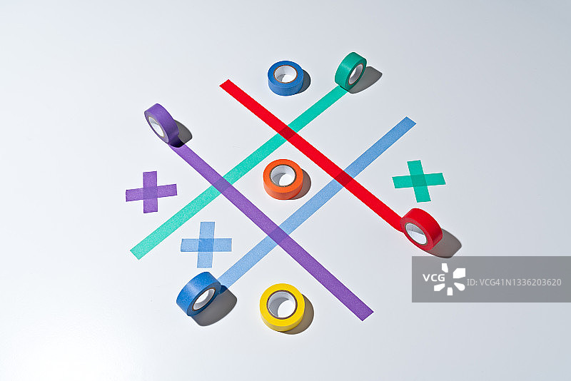 彩色胶带井字游戏图片素材