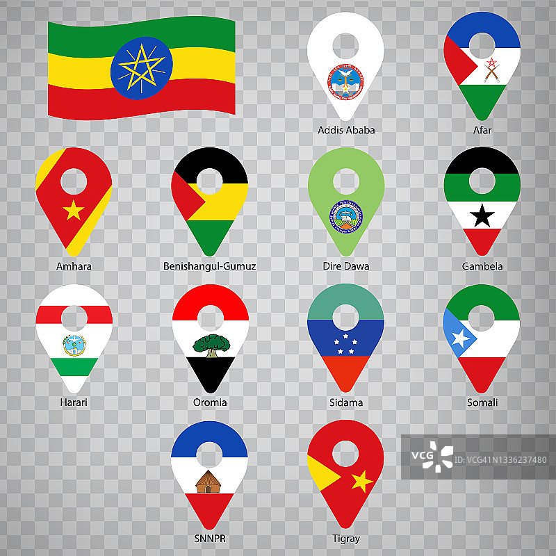 埃塞俄比亚各省旗帜（按字母顺序排列）图片素材