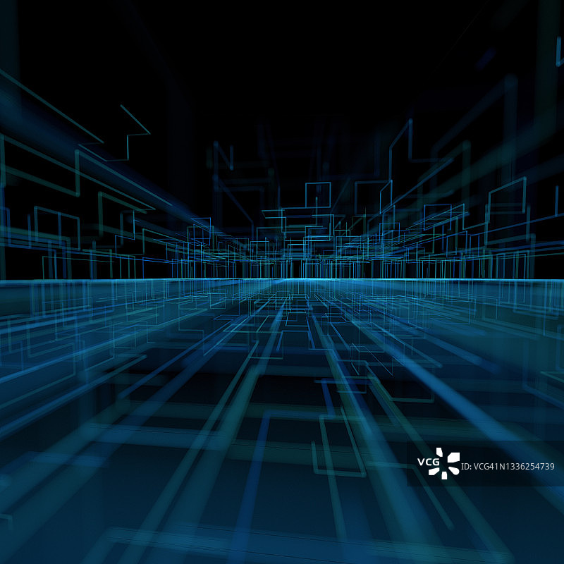 蓝色三维网格线图片素材