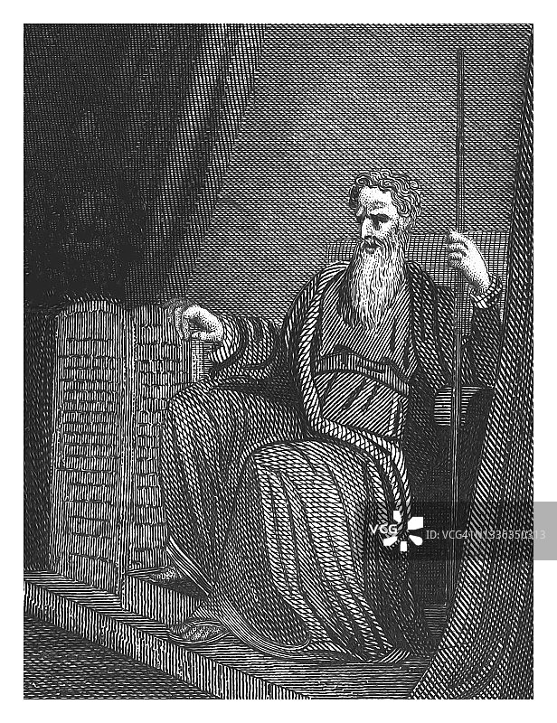 摩西古老雕刻插图图片素材