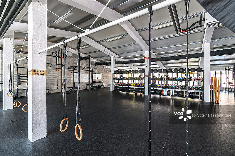 现代开放式交叉训练健身房广角图图片素材