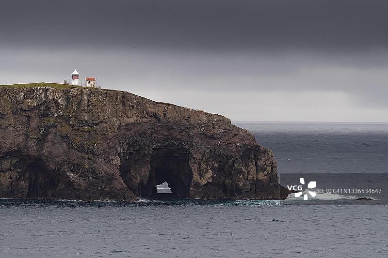 灯塔，诺尔索伊群岛，法罗群岛，丹麦图片素材