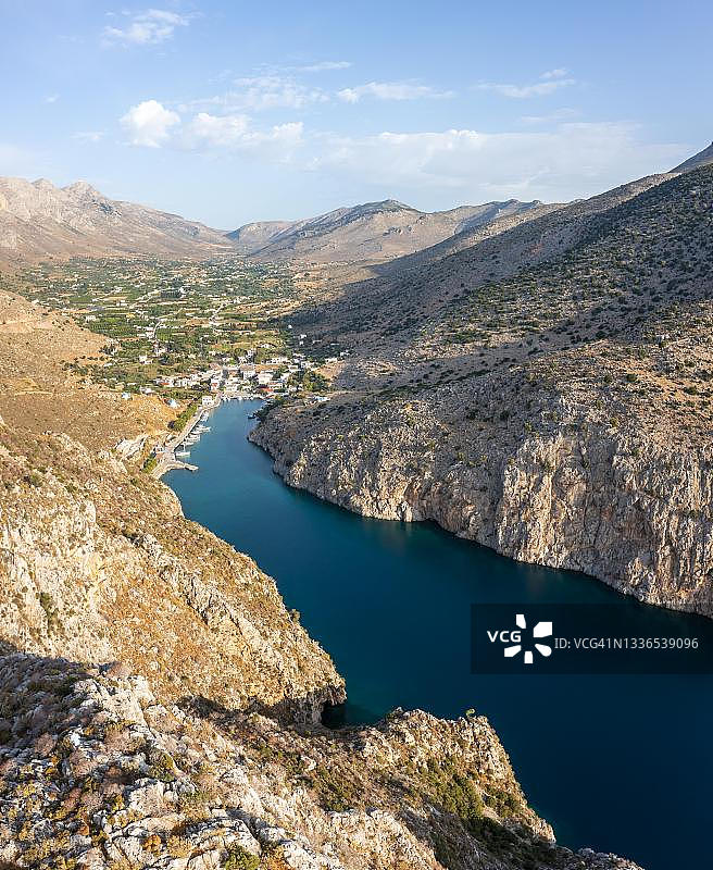 瓦蒂峡海峡，瓦蒂峡湾，卡利姆诺斯，多德卡尼斯群岛，希腊图片素材