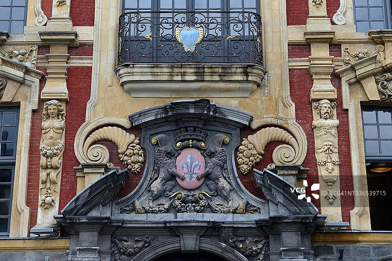 法国上法兰西大区里尔老证券交易所入口图片素材