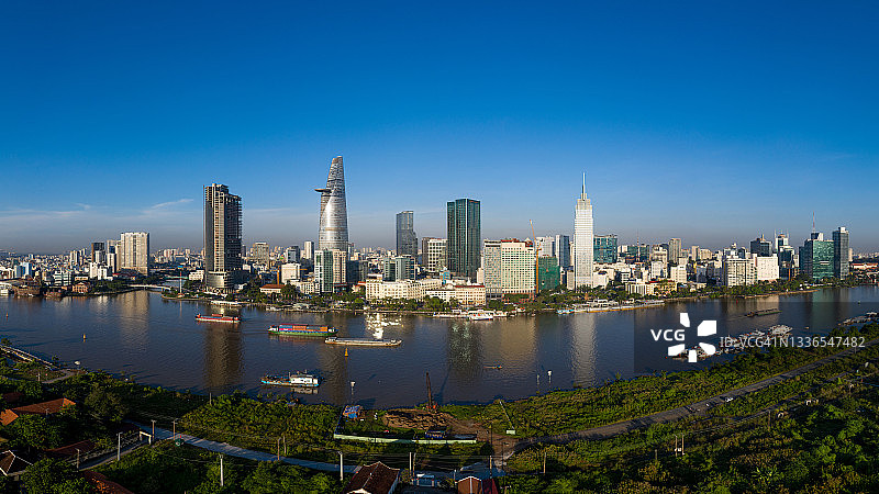 越南胡志明市白藤码头全景鸟瞰图片素材